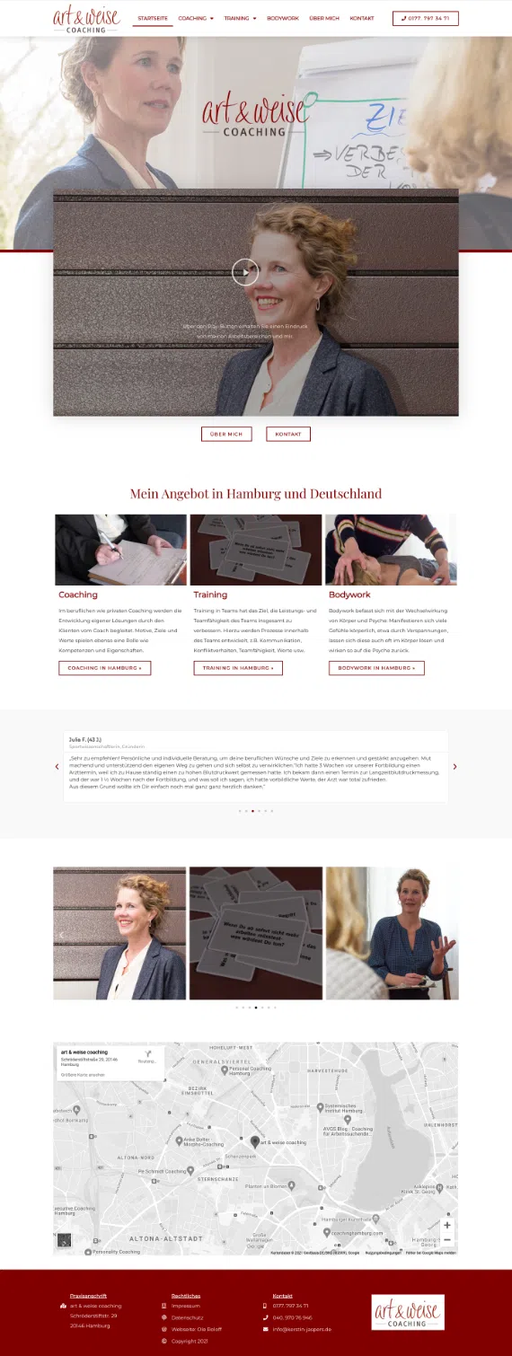 Webdesign für Coaching: Beispiel Art & Weise Coaching aus Hamburg
