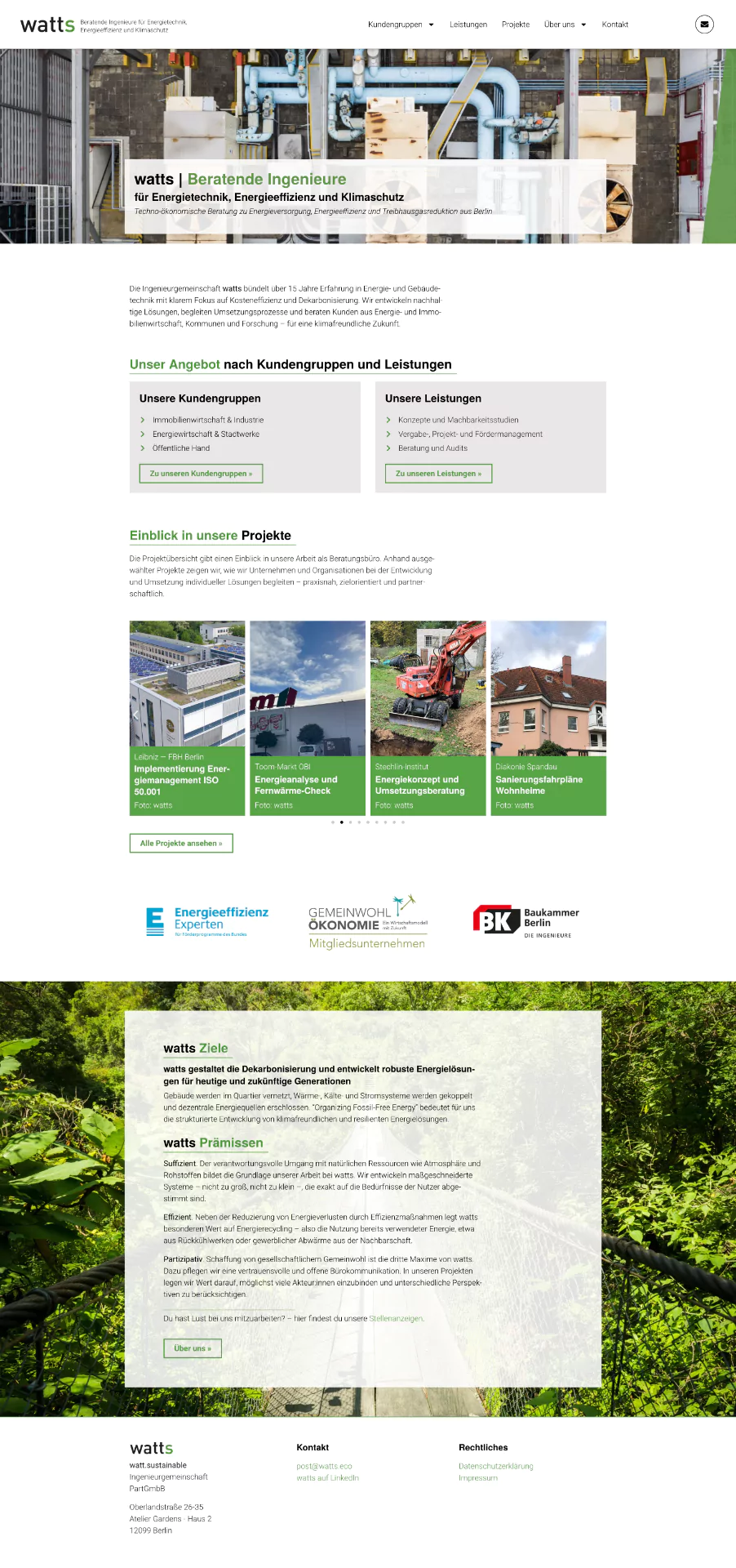 Webdesign für Ingenieure & Energieberatung: Beispiel watts