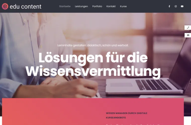 Webdesign für Weiterbildungen & E-Learning-Agenturen